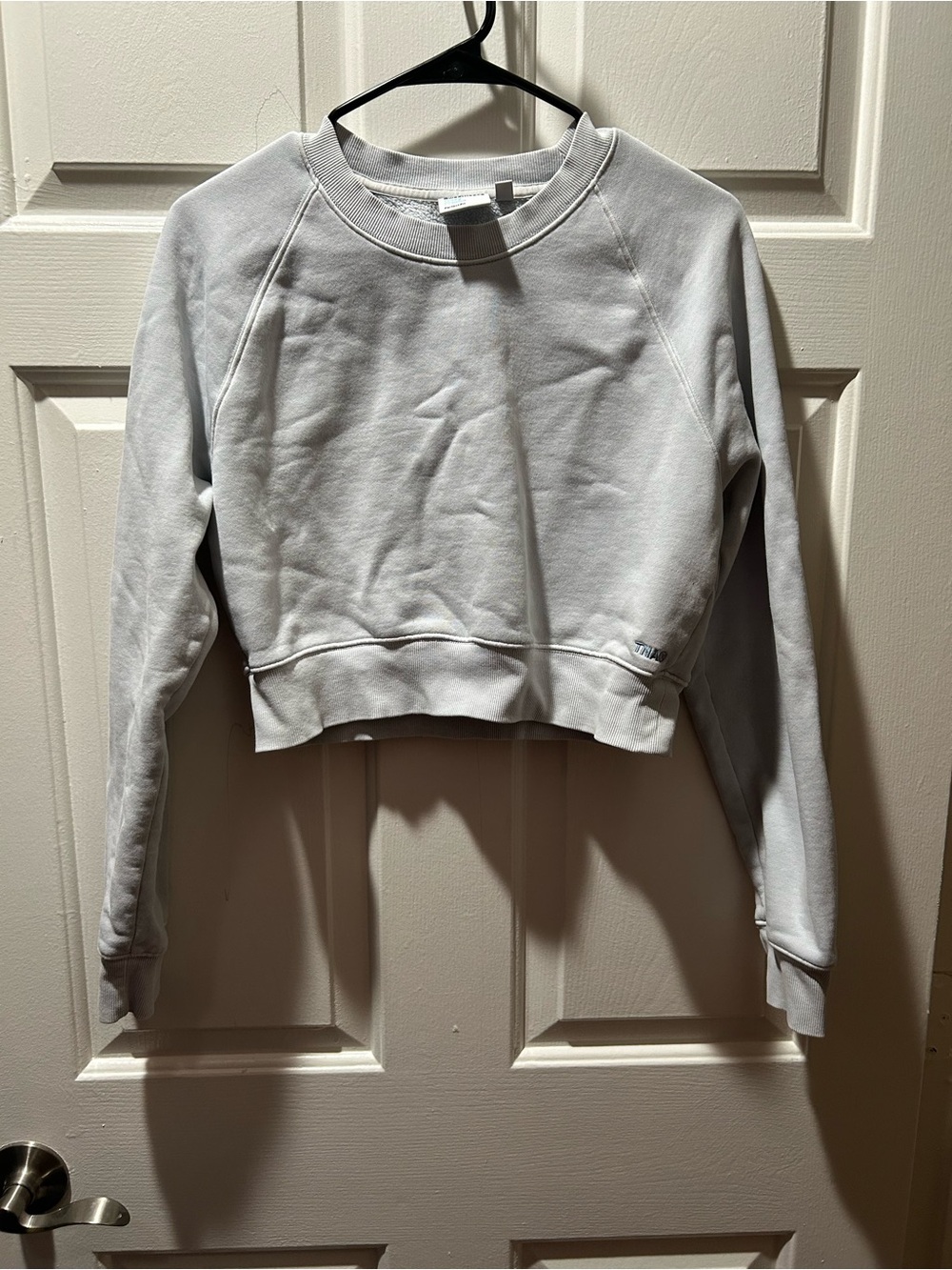 TNA Sweatfleece Cozy Fleece Cropped Crewneck Sweatshirt - Light Blue-Gray